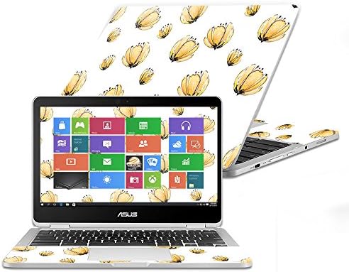עור אדיסקינס תואם ל- ASUS Chromebook Flip C302CA 12.5 - פרג צהוב | כיסוי מגן, עמיד וייחודי של מכסה מדבקות
